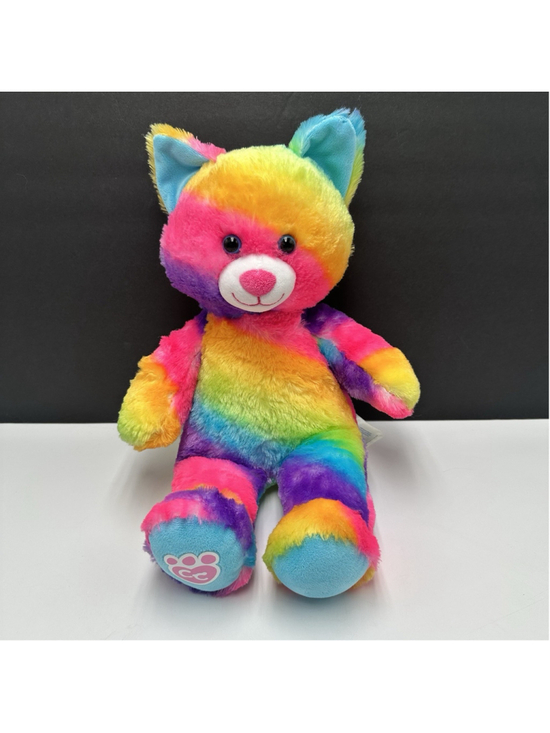 Build-A-Bear Workshop Other - Build a Bear 15" Rainbow Kitty Cat Plush Tie Dye Neon Condo Cubs BAB Stuffed